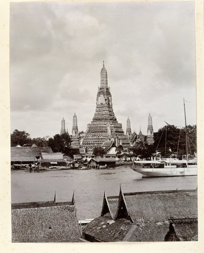 Wat Arun with Chao Phraya River, 1890 by Robert Lenz